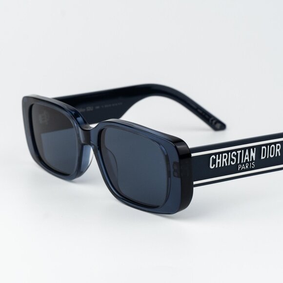 Dior WILDIOR S2U Women Sunglasses Translucent Blue Rectangle 30B0 NEW AUTHENTIC - Picture 4 of 14